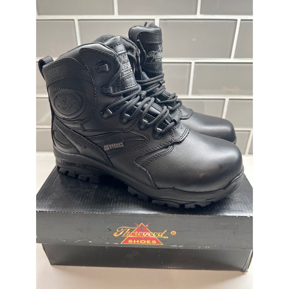 Thorogood Black Leather Waterproof‎ Side Zip Tactical Work Boots Unisex Men's 6W